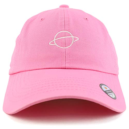 Trendy Apparel Shop Planet Embroidered Low Profile Soft Cotton Dad Hat Cap - color: Pink