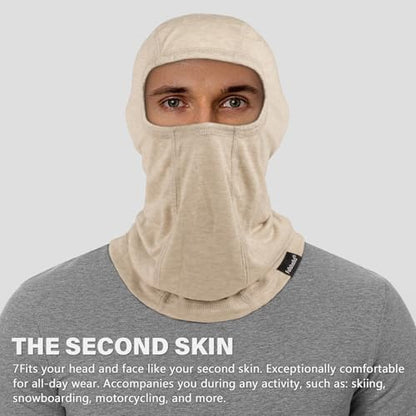 Summer Cooling Balaclava UPF 50+ Full Face Cover Lightweight for Men Women - color: Oatmeal