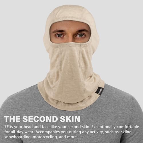 Summer Cooling Balaclava UPF 50+ Full Face Cover Lightweight for Men Women - color: Oatmeal