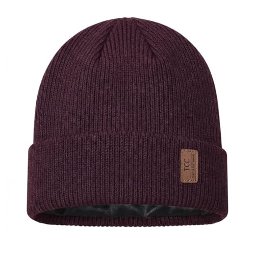 Beanie Fleece Lined Soft for Men Women | Winter Hats Warm Double Layered Stylish Knited Cuffed Plain Beanie Skull Cap | - color: A10- Maroon