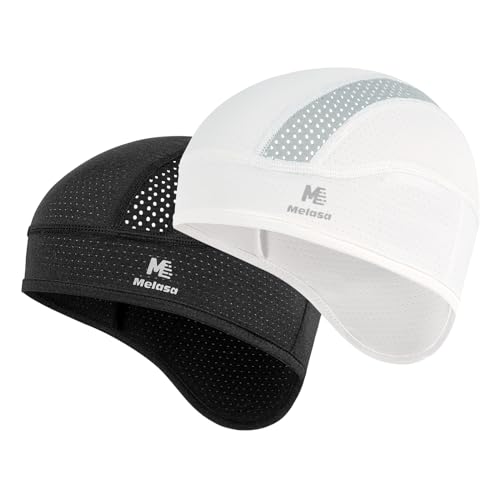MELASA Cooling Skull Cap for Men Breathable Hard Hat Liner with Neck Shade - color: Black & White