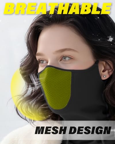 JOEYOUNG 3 in 1 Winter Balaclava Hood Face Mask with Ear Loops, Fleece Breathable Ski Mask for Men Women Cold Weather - color: Black
