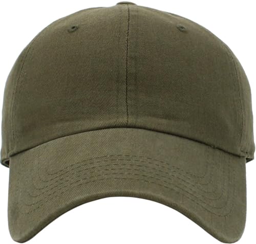 KBETHOS Classic Unisex Cotton Adjustable Low Crown Baseball Cap – Plain Dad Hat - color: Olive (1 Pack)