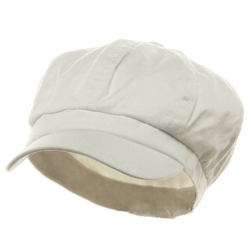 e4Hats.com Cotton Elastic Newsboy Cap - color: White, size: Medium-Large