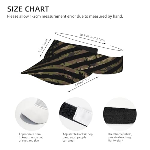 Adjustable Sun Visor Hats, Lightweight Open-Top Sports Visors - color: American Camo Green