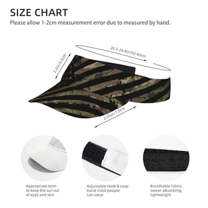 Adjustable Sun Visor Hats, Lightweight Open-Top Sports Visors - color: American Camo Green