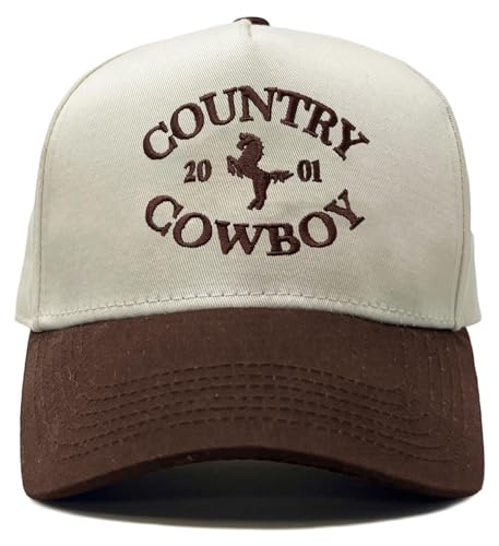 Funky Junque Adult Trucker Snapback Hat 2-Tone Baseball Cap - color: Country Cowboy - Beige/Brown