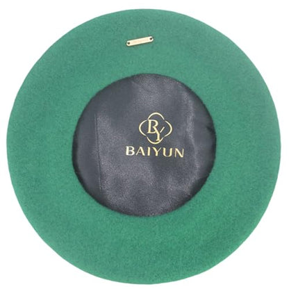 Classic Wool French Red Beret Hats for Women Men - color: M--grass Green