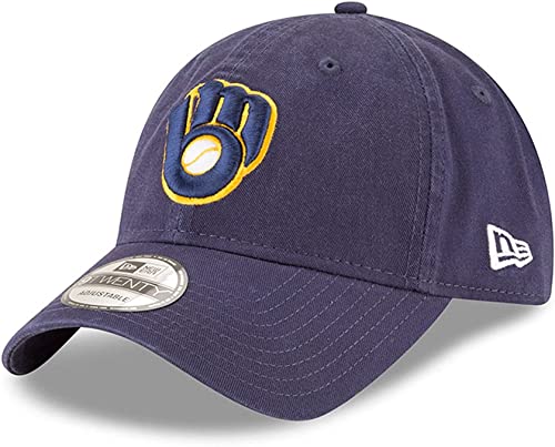 New Era MLB Core Classic 9Twenty Team Color Alternate Adjustable Strapback Baseball Hat Cap One Size Fits All (US, Alpha, One Size, Milwaukee Brewers Navy, Milwaukee Brewers)