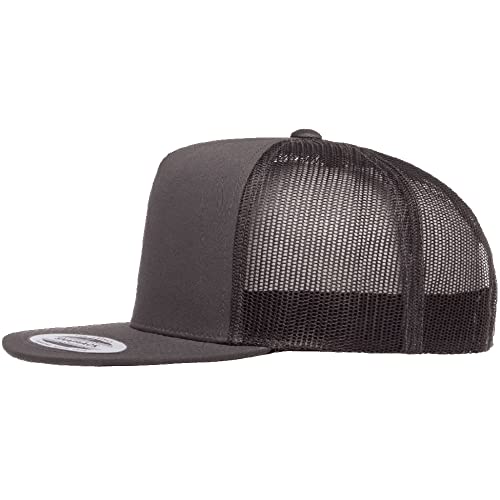 Yupoong 5-Panel YP Classic Trucker Cap | High Profile Flat Visor Snapback - color: Charcoal