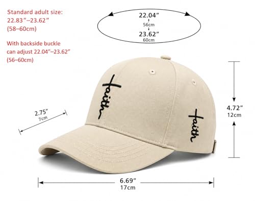 Christian Faith Cross Hats, Embroidered Baseball Caps for Men & Women - color: Tan Black