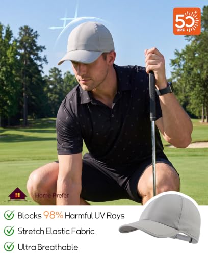 Home Prefer UPF50 Sun Hat for Men Women Reflective Water Repellent Quick Dry Baseball Cap Golf Running Outdoor Sport Hat - color: Light Grey, size: Large