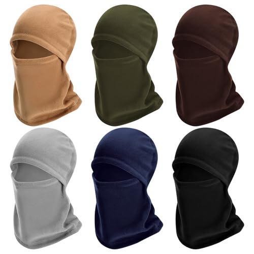 Chicingyou 6 Pcs Ski Mask for Men Full Face Cover Winter Warm Fleece Balaclava Windproof Thermal Winter Face Mask Cover - color: Dark Tones