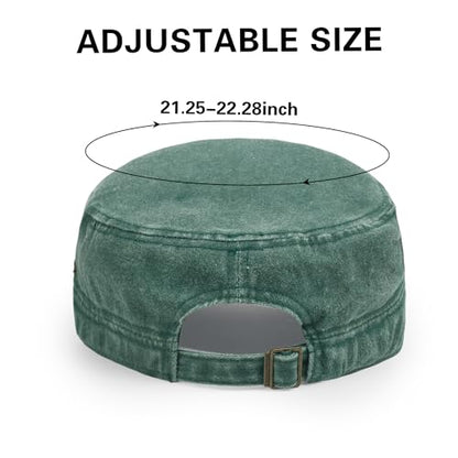 3Pcs Cadet Military Hat Washed Cotton Adjustable Flat Cap for Men