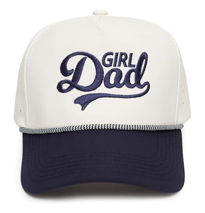 Funky Junque Golf Trucker Hat - color: Girl Dad - Navy/Beige