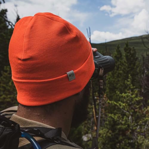 100% Merino Wool Cuff Beanie - Warm Winter Hat - Novelty Beanie - Toque - color: Blaze Orange