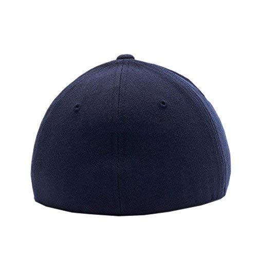 G&B Red Thin Red/Blue Line Spartan Helmet & Distressed Skull Flex Baseball Cap. Embroidered. 6277/6477 Flex Baseball Hat - color: Dark Navy 2, size: Small-Medium