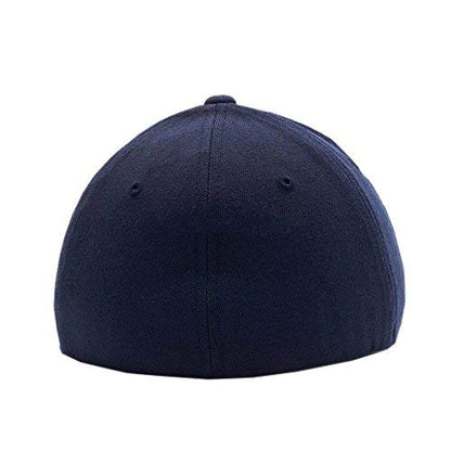 G&B Red Thin Red/Blue Line Spartan Helmet & Distressed Skull Flex Baseball Cap. Embroidered. 6277/6477 Flex Baseball Hat - color: Dark Navy 2, size: Small-Medium