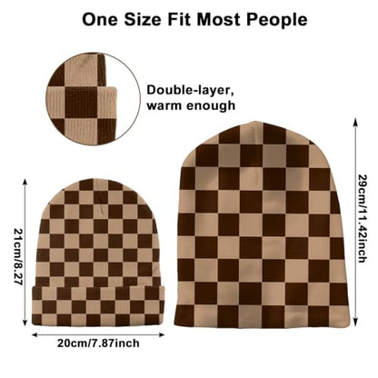 Beanie Knit Hat Winter Unisex Cuffed Beanies Skull Cap Warm Double Layer Thick Acrylic Cute for Girls Women Men - color: Brown