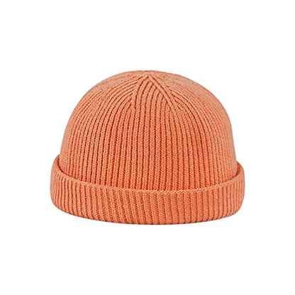 Croogo Brimless Hat Beanie Docker Cap Rolled Cuff Worker Sailor Skullcap - color: Ct47-swag Orange
