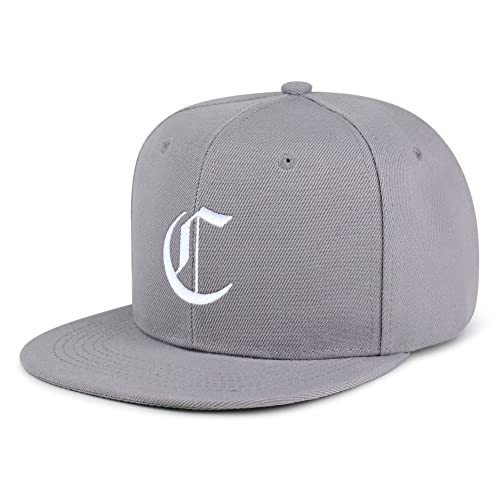 JPAK Old English Letter C Hip-Hop Snapback Hat Embroidered Baseball Cap English Alphabet - color: 02. Light Grey