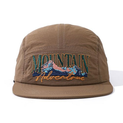 Quick Dry 5 Panel Hats for Men Waterproof Flat Brim Hat Lightweight 5-Panel Baseball Caps Casual Trucker Snapback Hat - color: Mg-pym2575-khaki