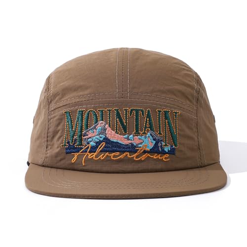 Quick Dry 5 Panel Hats for Men Waterproof Flat Brim Hat Lightweight 5-Panel Baseball Caps Casual Trucker Snapback Hat - color: Mg-pym2575-khaki