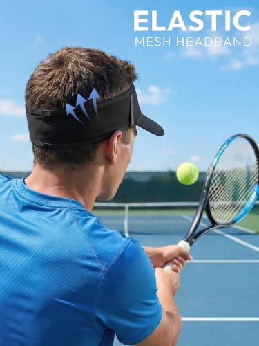 Sun Visor Hat for Women & Men UV Protection Lightweight Sports - color: Black