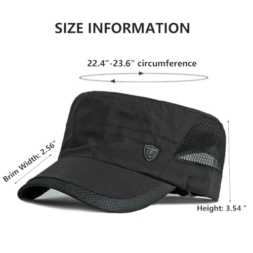 Men's Breathable Military Caps Cadet Army Caps Summer Flat Top Cap - color: B-navy/Light Grey/Black