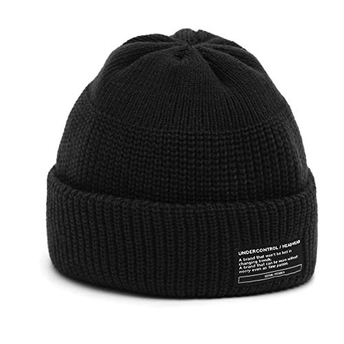 UNDERCONTROL Winter Trawler Fisherman Beanie Men Women Unisex Stylish Plain Docker Skull Hat Roll up Watch Cap Color Pack - color: Black
