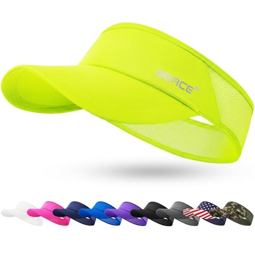 BEACE Sun Visor Hat Women Men-Sports Lightweight Wicking Stretchy Sunvisor Cap for Golf Tennis Running Pickleball Beach - color: Yellow