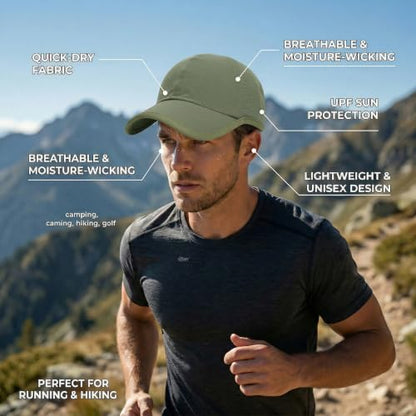 HH HOFNEN Quick Dry Baseball Hat Unstructured Athletic Golf Cap Women Men - color: 1-olivegreen