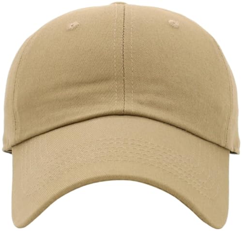 KBETHOS Classic Unisex Cotton Adjustable Low Crown Baseball Cap – Plain Dad Hat - color: Khaki Classic