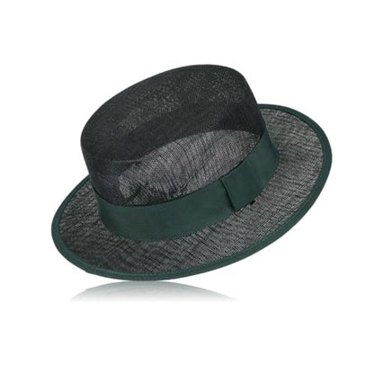 2026 Luxury Handmade Boater Hat, Lightweight Breathable Flax Yarn Summer Hat for Cruise Vacation Photo Essential. - color: Black