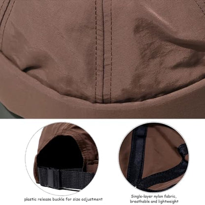XYIYI Men Quick Dry Docker Cap Breathable Brimless Cap Rolled Cuff Retro Sailor Beanie Hat - color: Coffee2