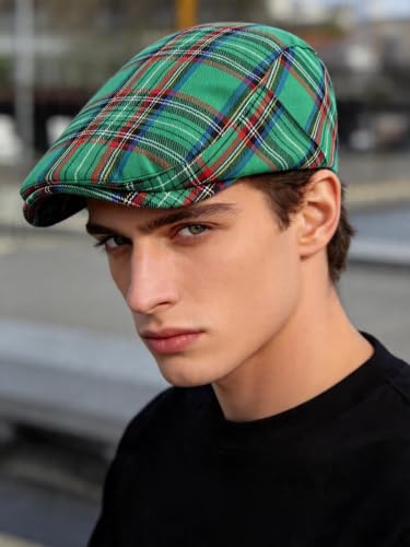 Idopy Men`s Classic Adjustable Ivy Irish Newsboy Golf Cap Hat - color: Green