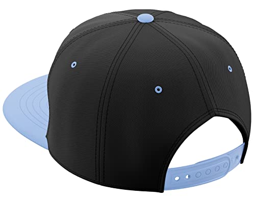 Daxton Classic Blank Snapback Flat Bill Visor Hat Cap One Size Adjustable Back - color: Black Sky