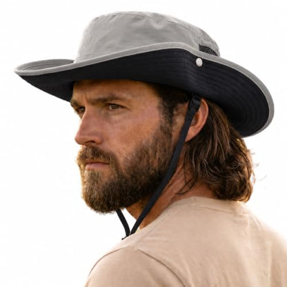TOP-EX Wide Brim Mesh Sun Hat for Men and Women, UPF 50+ Water-Resistant - color: Gray, size: Medium-Large