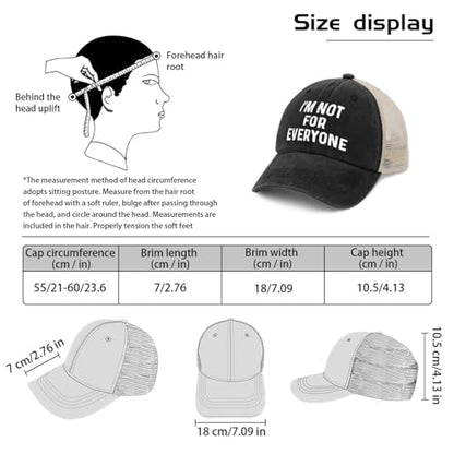 I'm Not for Everyone Hat Funny Trucker Hats for Women Funny Baseball Hat Funny Gifts - color: Black