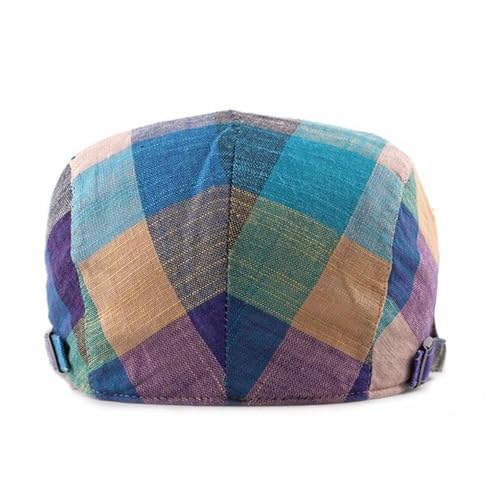 Men's Plaid Striped Newsboy Ivy Flat Driving Golf Cap - color: 7#