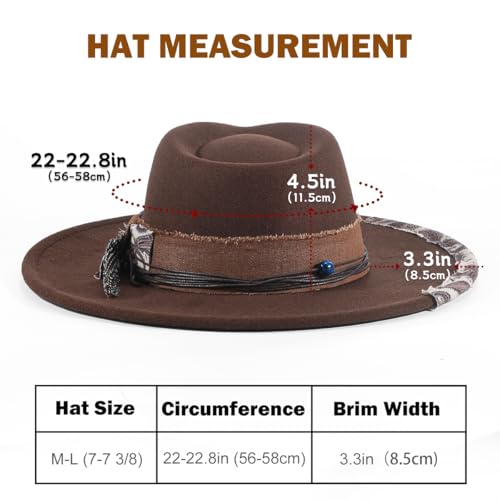 Big Brim Fedora Mens Women Boho Hat Handmade Dress Up Hats - color: Brown