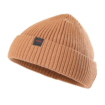 Fisherman Beanie Hats for Men Women,Knit Trawler Skull Cap,Watch Cap,Spring Fall Winter Warm Short Hats - color: (Thick Stretchy)-camel-m