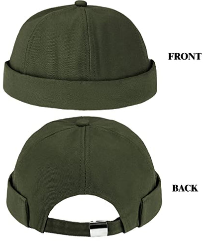 Glamorstar Dome Brimless Hats for Women Men Sailor Docker Beanie Cap Hip Hop Hats - color: Dark Green