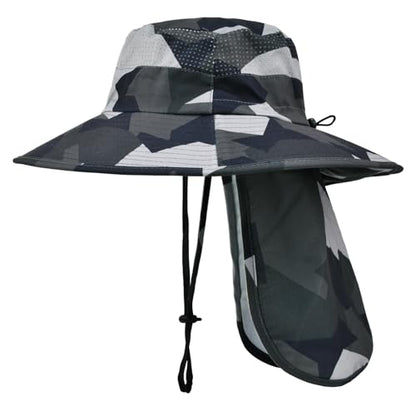 ZOORON Sun Hats for Men Women with Neck Flap Fishing UPF 50+ UV Protection - color: Camo Dark Grey