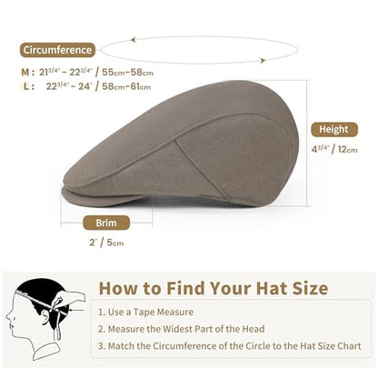 Men's Adjustable Newsboy Hat Classic Flat Gatsby Cabbie Ivy Cap for Golf Driving Winter - color: Lightngray, size: Large