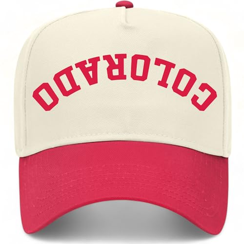 Colorado Upside Down Reversed Vintage Trucker Hat | CO | Premium Adjustable Snapback Baseball Hat for Men & Women - color: Red/Natural
