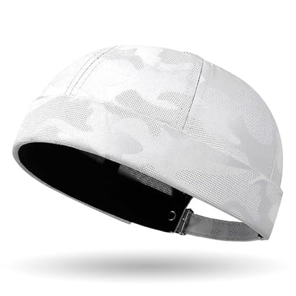 Camo Brimless Hat for Men Women Breathable Rolled Cuff Docker Cap Harbour Beanie Hats Landlord Hat Sailor Cap K517 - color: White