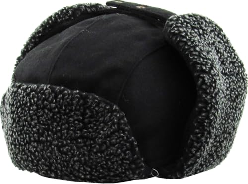 Wool Blend Aviator Trapper hat Trooper Ear Flaps Ushanka Eskimo Russian Warm Winter Cold… - color: Black Wool Blend