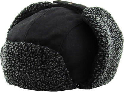 Wool Blend Aviator Trapper hat Trooper Ear Flaps Ushanka Eskimo Russian Warm Winter Cold… - color: Black Wool Blend