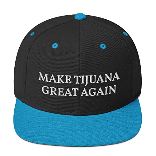 Make Tijuana Great Again Hat Flatbrim Flat Brim Snapback Hat Cap - color: Black/ Teal